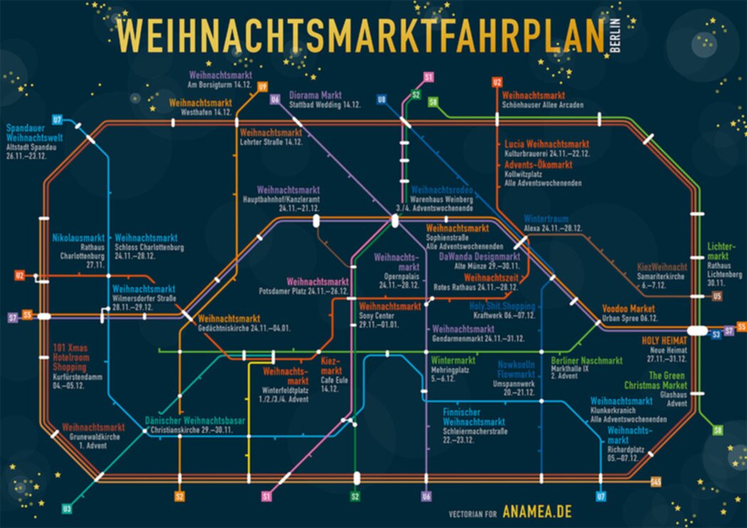 Mappa dei mercatini di Natale di Berlino