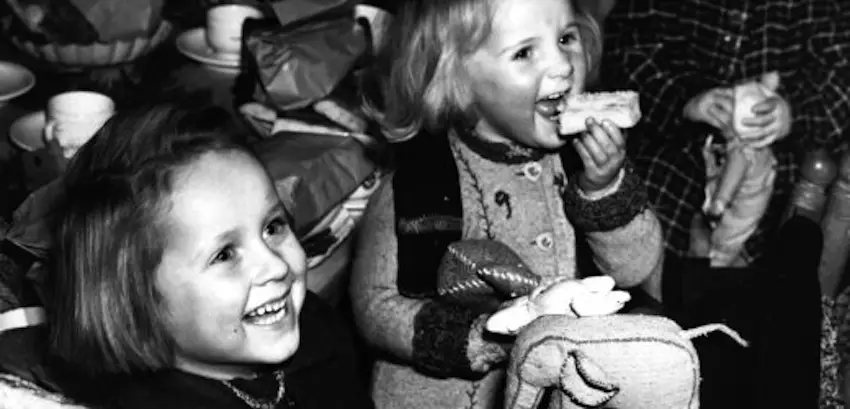 10th December 1945: Children whose parents perished in Nazi concentration camps have a Christmas party at Berlin. Various Berlin handicraft guilds made the children's presents - stuffed animals, motor cars, trains, and so on - and 100 orphans were chosen to receive them. (Photo by Fred Ramage/Keystone/Getty Images)